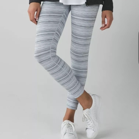 Lululemon High Times Pant Cyber Stripe Silver Fox High Rise 4 Gray White Stripe - Picture 3 of 14